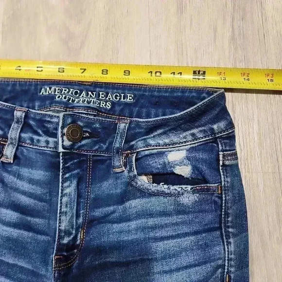 American Eagle Women's Distressed Jegging Dark Wash Blue Size 4 Regular - Picture 5 of 8